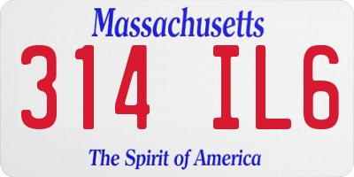 MA license plate 314IL6