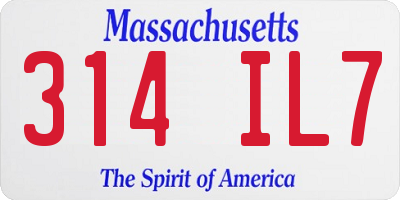 MA license plate 314IL7