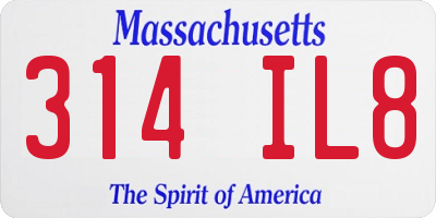 MA license plate 314IL8