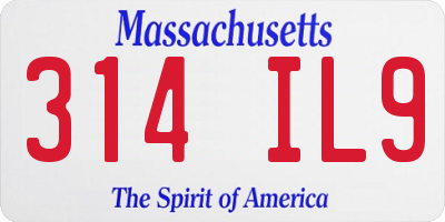MA license plate 314IL9