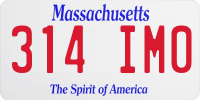 MA license plate 314IM0