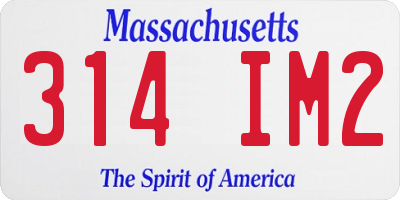 MA license plate 314IM2