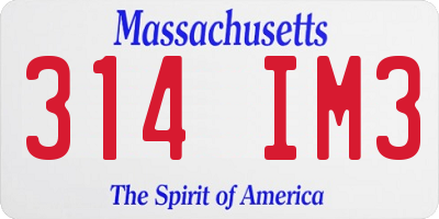 MA license plate 314IM3
