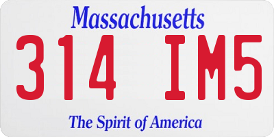 MA license plate 314IM5
