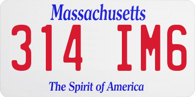 MA license plate 314IM6
