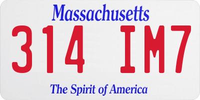 MA license plate 314IM7