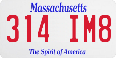 MA license plate 314IM8