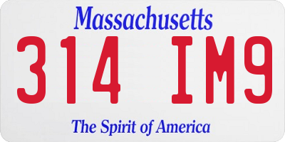 MA license plate 314IM9