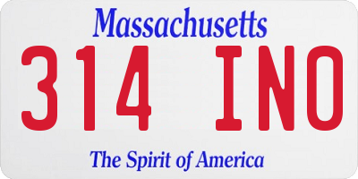MA license plate 314IN0