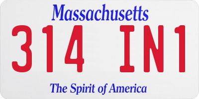 MA license plate 314IN1