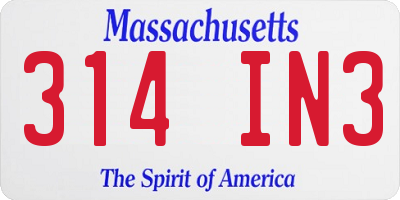 MA license plate 314IN3