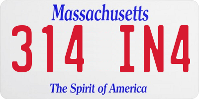 MA license plate 314IN4