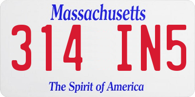 MA license plate 314IN5