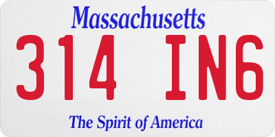MA license plate 314IN6