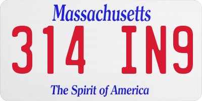 MA license plate 314IN9