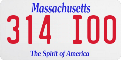 MA license plate 314IO0
