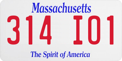 MA license plate 314IO1