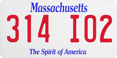 MA license plate 314IO2