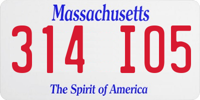 MA license plate 314IO5