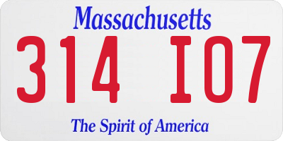 MA license plate 314IO7