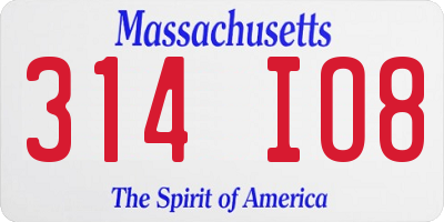 MA license plate 314IO8