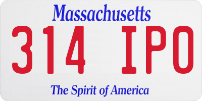 MA license plate 314IP0