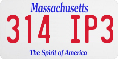 MA license plate 314IP3