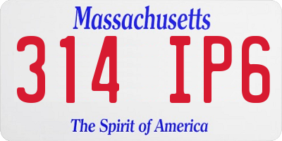 MA license plate 314IP6