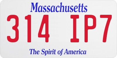 MA license plate 314IP7