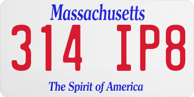 MA license plate 314IP8
