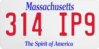 MA license plate 314IP9