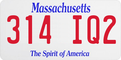 MA license plate 314IQ2