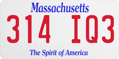 MA license plate 314IQ3