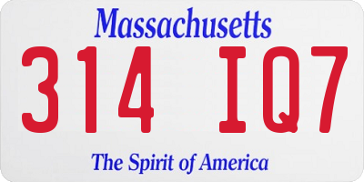 MA license plate 314IQ7