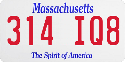 MA license plate 314IQ8