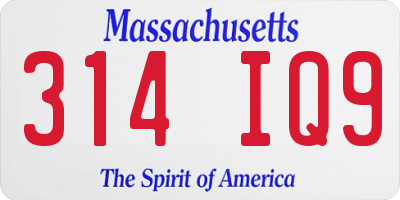 MA license plate 314IQ9