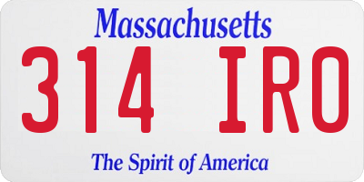 MA license plate 314IR0