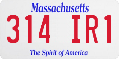 MA license plate 314IR1