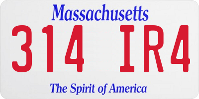 MA license plate 314IR4