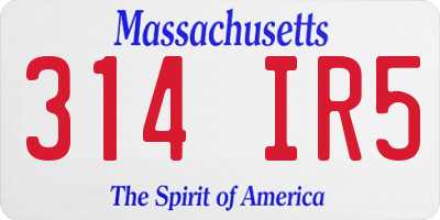 MA license plate 314IR5