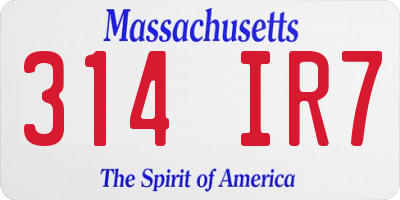 MA license plate 314IR7