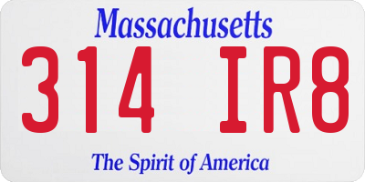 MA license plate 314IR8