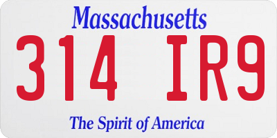 MA license plate 314IR9