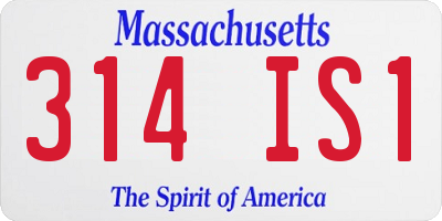 MA license plate 314IS1