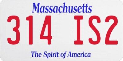 MA license plate 314IS2