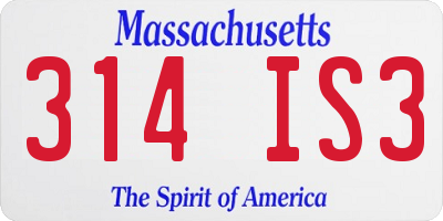 MA license plate 314IS3