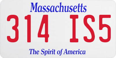 MA license plate 314IS5
