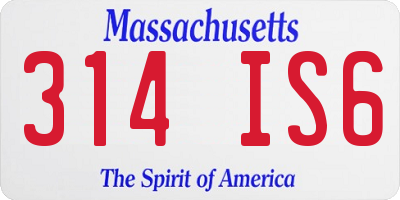 MA license plate 314IS6