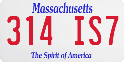 MA license plate 314IS7