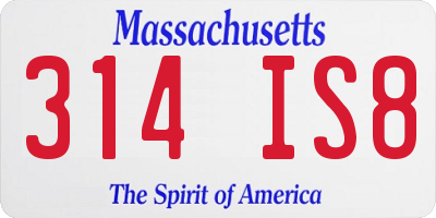 MA license plate 314IS8